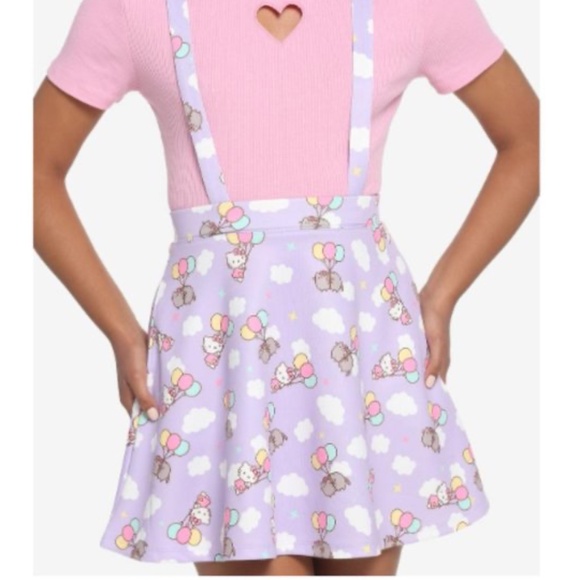 Hello Kitty collab with Pusheen lavender suspender skirt - Picture 2 of 7
